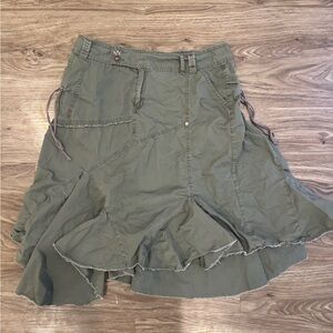 Vintage Khaki Asymmetrical Skirt
